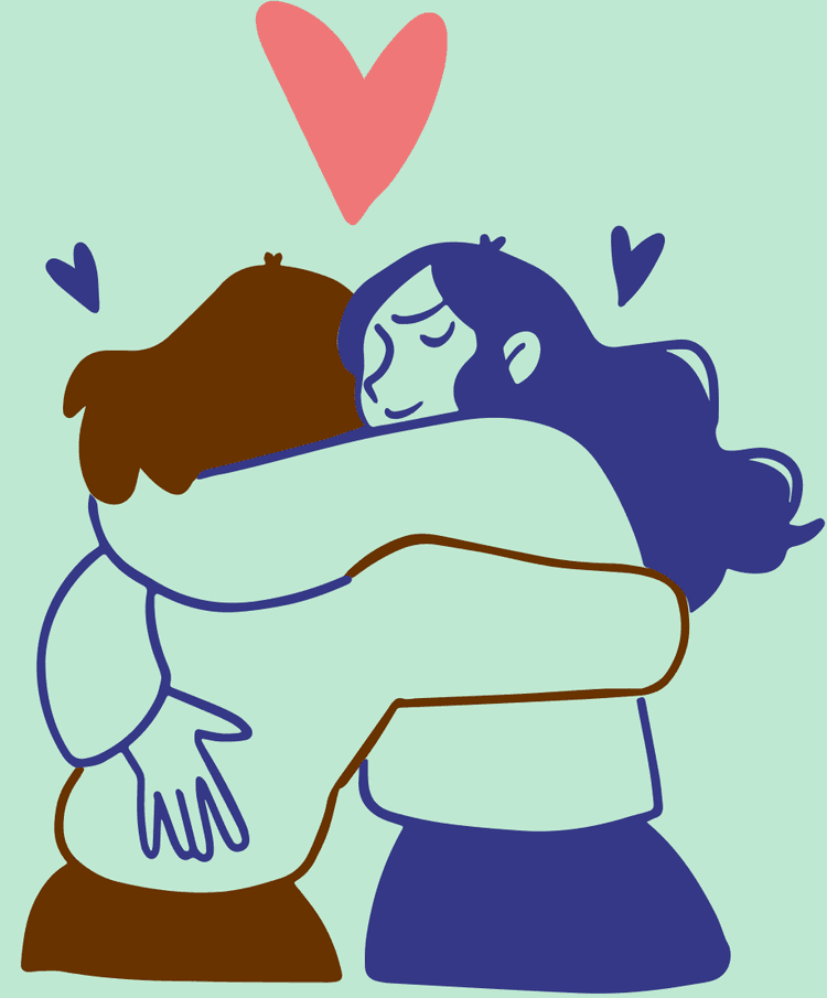 Ilustração de duas pessoas se abraçando